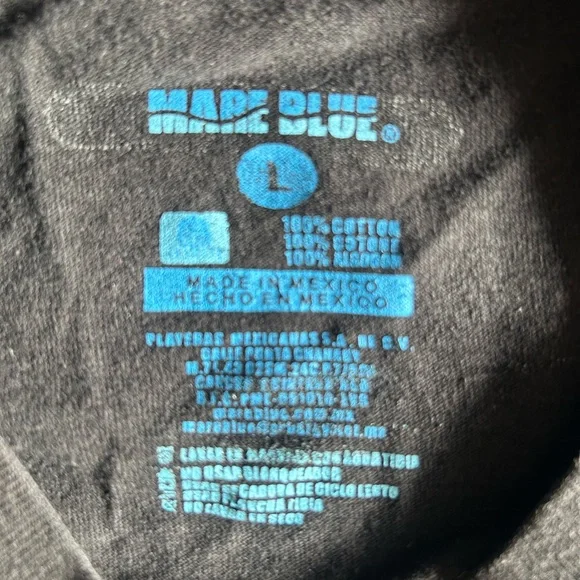 Y2K Vintage Men’s Black Mare Blue Mexico T-Shirt  Large - Picture 2 of 3